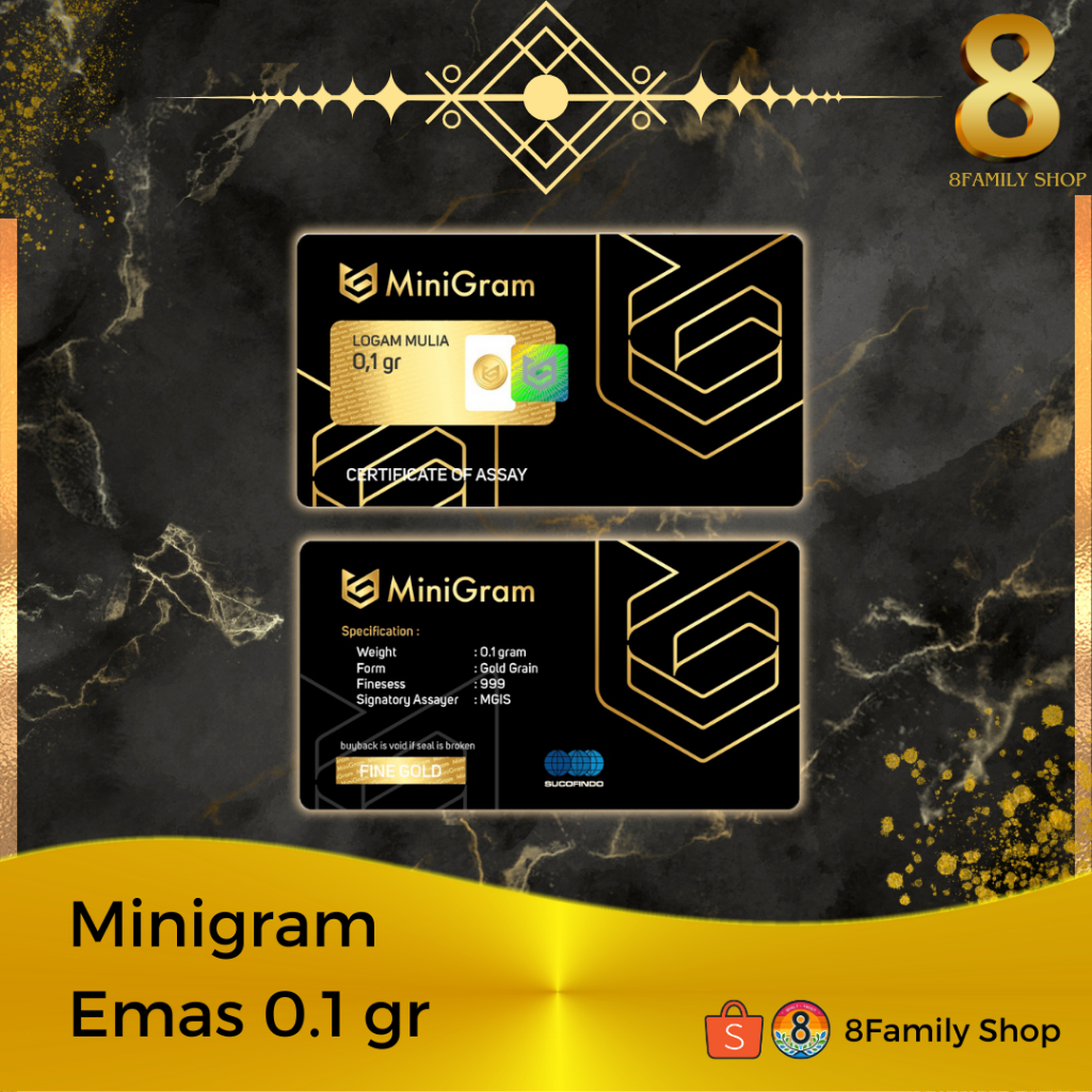 Logam Mulia Emas 24 Karat 0.1 gram MINIGRAM