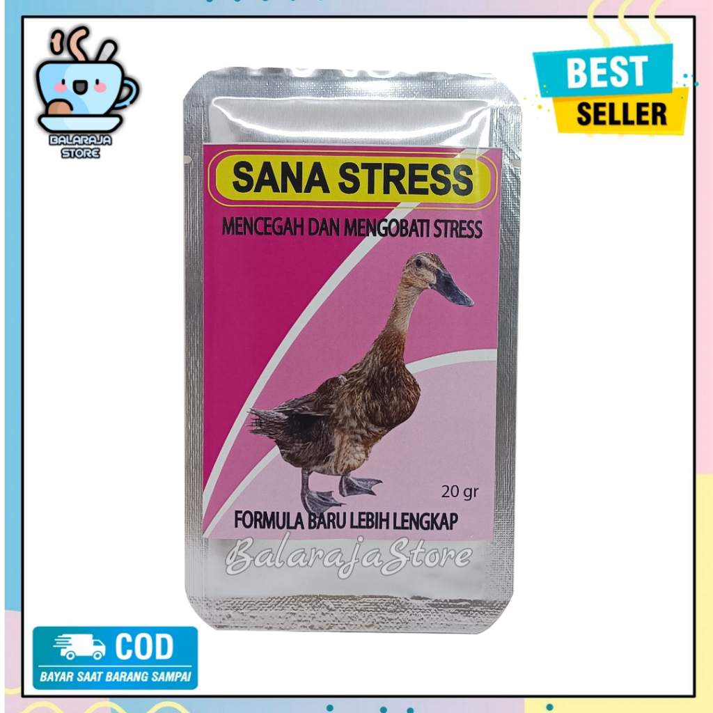 Obat Anti Stress Bebek Itik Unggas - Sana Stress 20 Gram - Mencegah & Mengobati Stres Bebek - Tambah