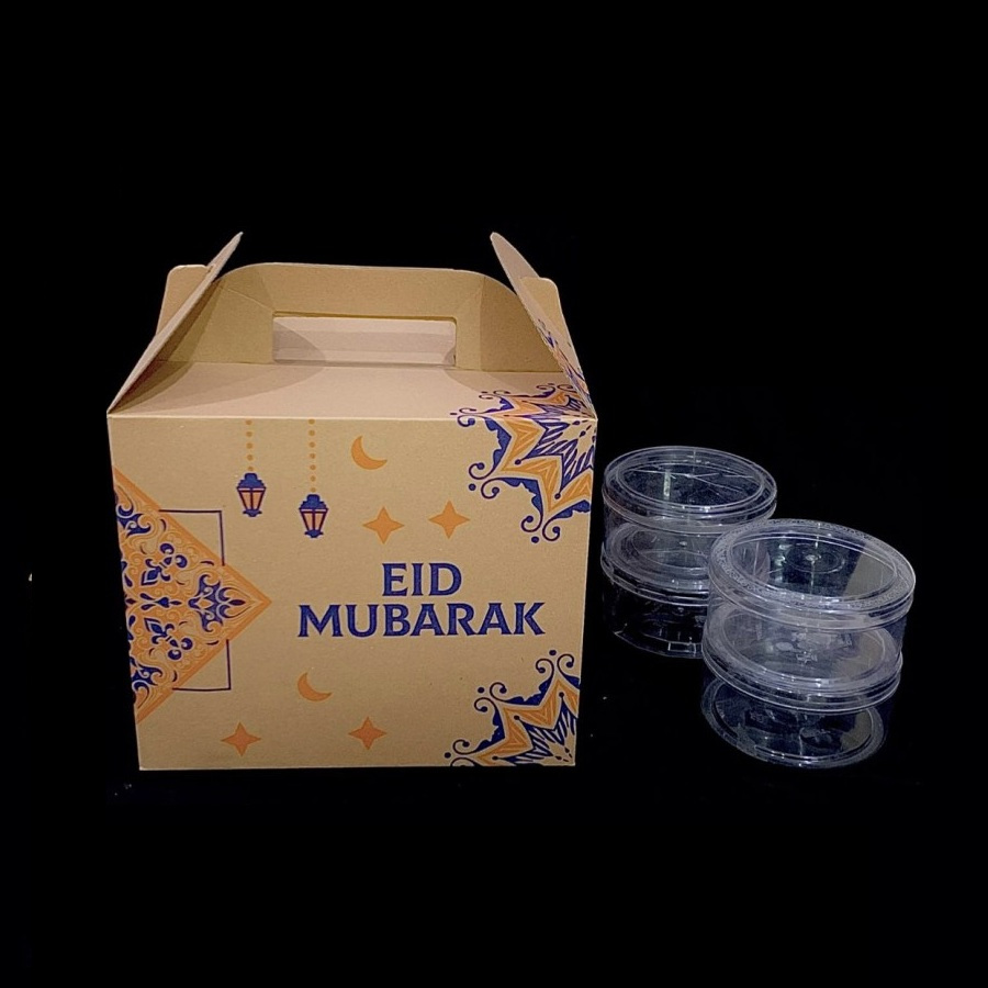 

(5 pcs) box parcel idul fitri dus tenteng lebaran hampers eflute kardus biru lentera 30x26x26 cm