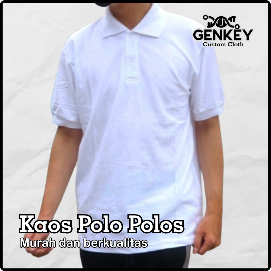Kaos Polo Polos | T-Shirt Baju Pria dan Wanita Warna Putih | Kaos Berkerah Quality Premium