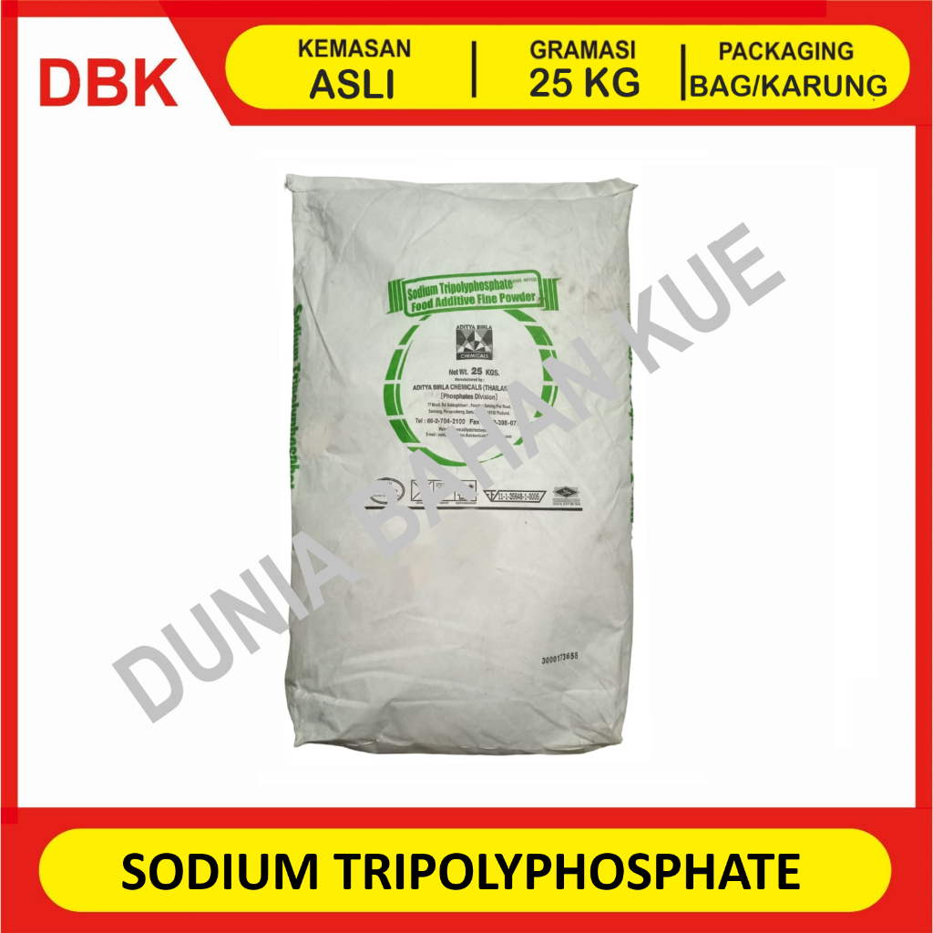 

SODIUM TRIPOLYPHOSPHATE / STPP / STTP FOOD GRADE - 1 BAG 25 KG