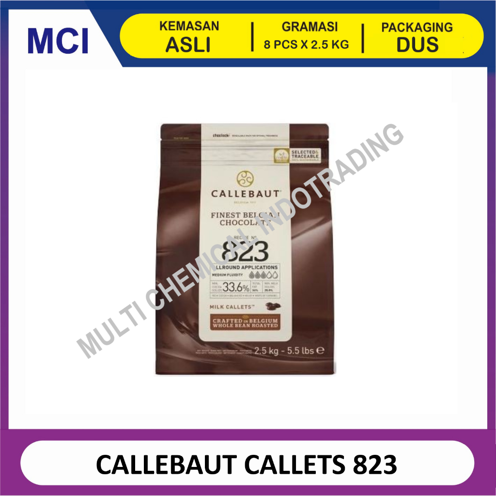 

2.5 KG CALLEBAUT MILK CHOCOLATE 823 COUVERTURE 33,6% - 1 DUS 8 PCS