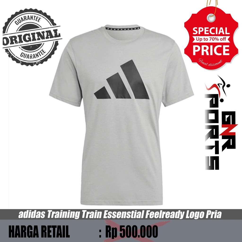 kaos adidas Men Training T-Shirt Train Essenstial Feelready Logo Baju Fitness Pria [IB8276] Original