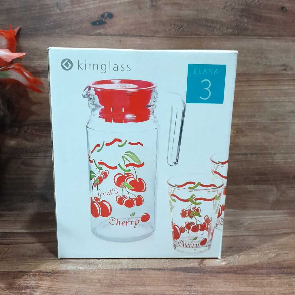 Kimglass ELANA Teko / Pitcher Set Mini/ Kimglass Drink Set / teko kaca / gelas set / Hampers