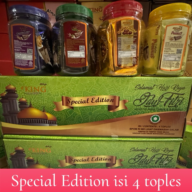 

D’KING Special Edition 1 Box coklat Almond coklat Hazelnut Coklat Peanuts Coklat Cashew isi 4 Toples
