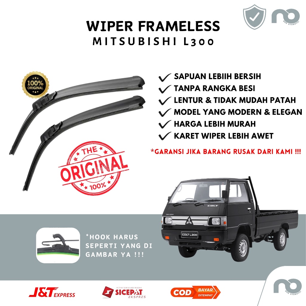 Wiper Mobil Frameless Mitsubishi L300 Pick Up Sepasang Isi 2 Pcs Kanan Kiri  Wiper Kaca Mobil  Mitsu