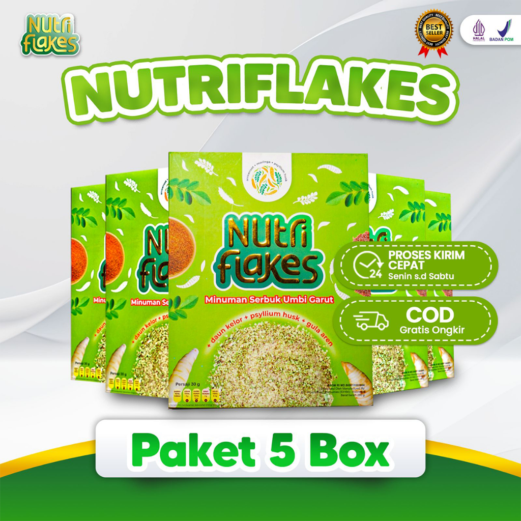 

Nutriflakes Sereal Umbi Garut Asam Lambung - Ampuh Mengatasi Asam Lambung Gerd, Maag 5 Box
