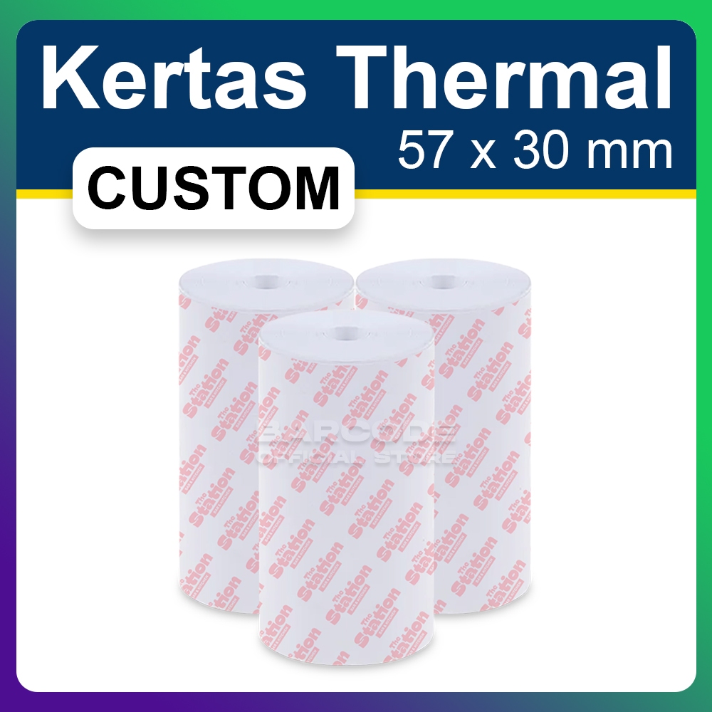 

Custom Logo Warna Kertas Thermal 57x30mm 57 x 30 Struk Kasir 57x30 mm Coreless