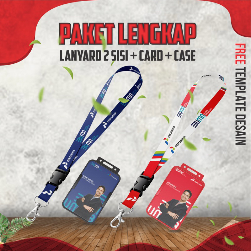 

[PAKET LENGKAP] Cetak Tali Lanyard + Id Card/Nametag + Case Holder 2 sisi Free Design
