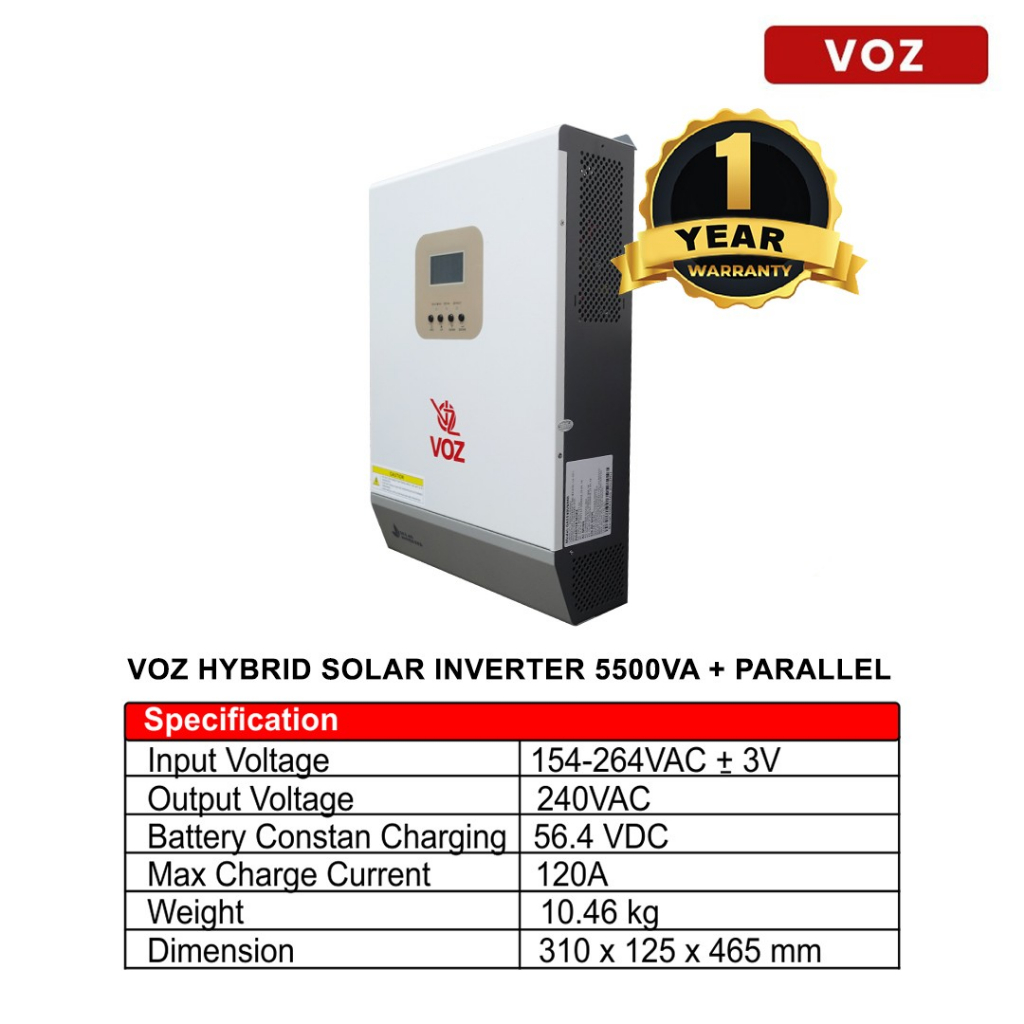VOZ Solar Inverter Hybrid 5.5 Kva + Paralel