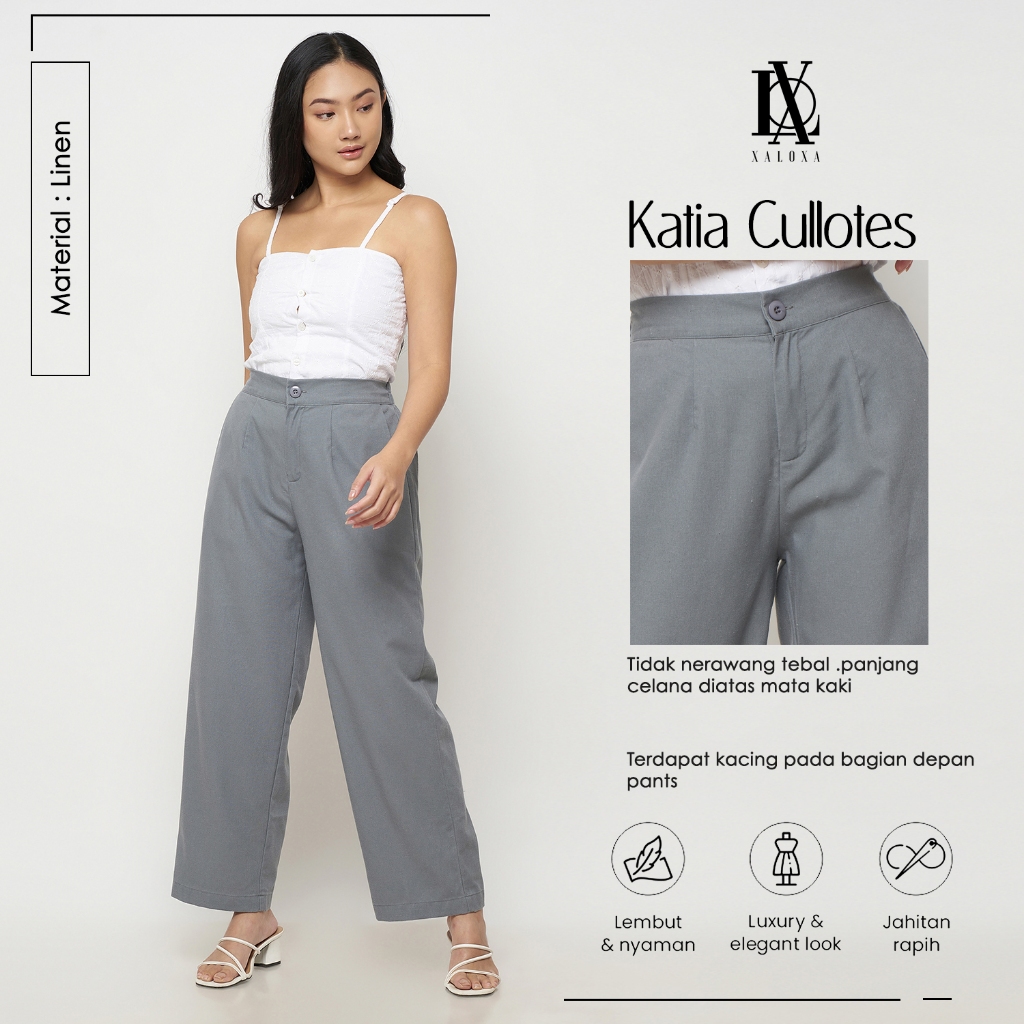 XALOXA KATIA CULLOTES | Celana Panjang Kullot Wanita Bahan LINEN | Size Reguler