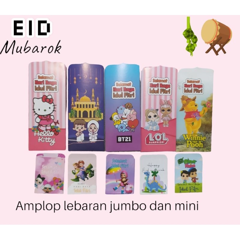 

amplop lebaran mini dan jumbo lucu isi 10 lembar