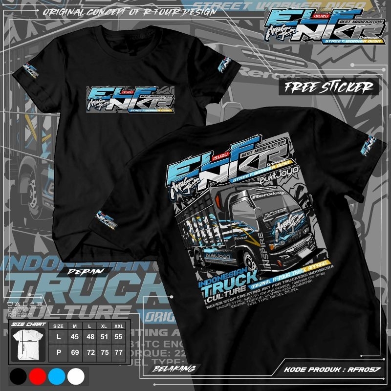 rfr 57 baju kaos truk elf nkr new design baju truk elf mania murah gratis stiker keren