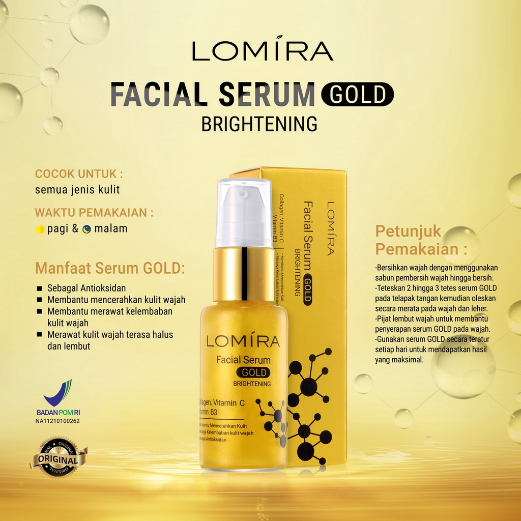 SERUM WAJAH GOLD LOMIRA - TERDAFTAR BPOM - LOMIRA FACIAL SERUM GOLD - SERUM WAJAH MURAH