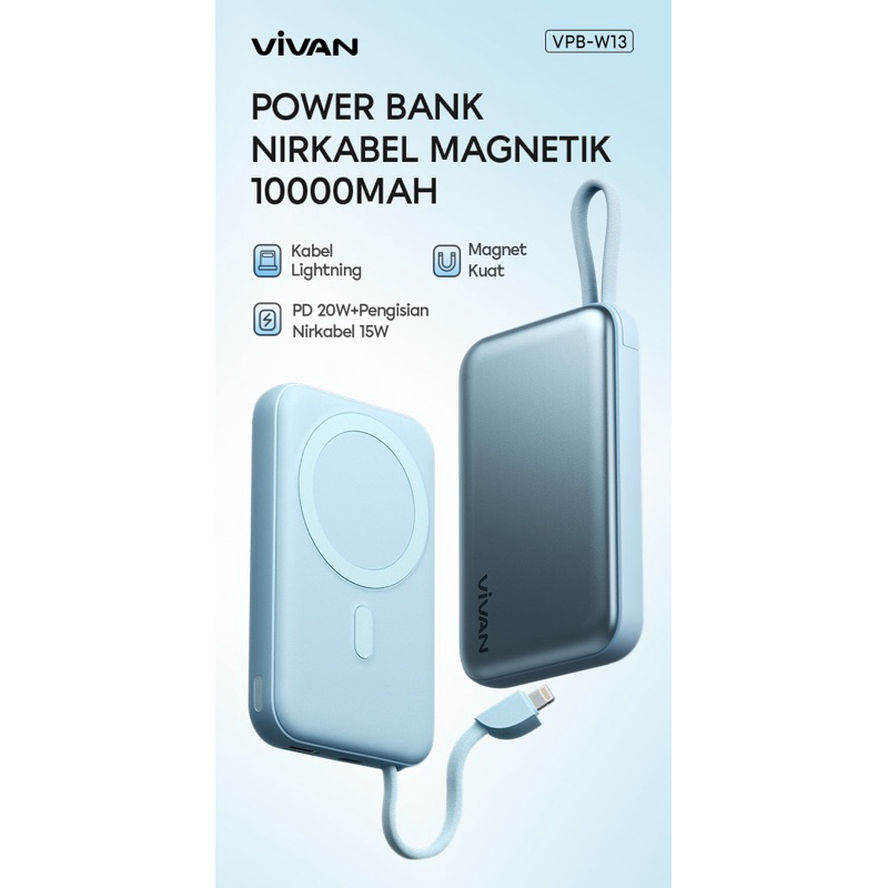 Vivan Power Bank VPB-W13 10000mAh Magnetic Wireless Charging