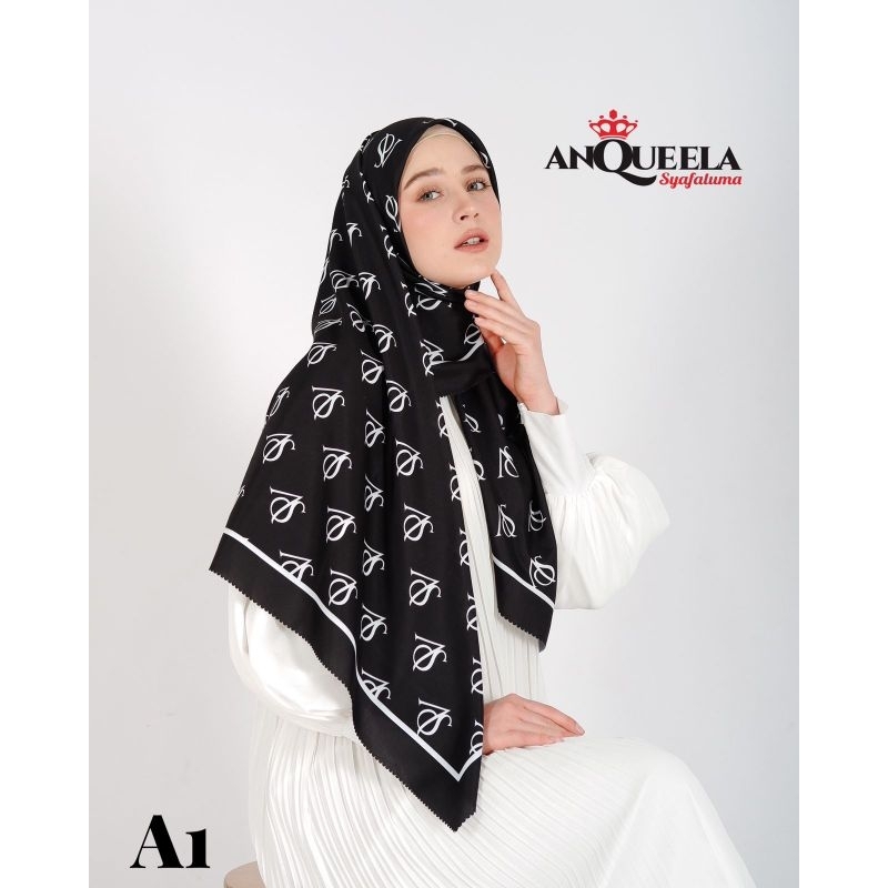 (BISA COD) MOTIF A-1 KERUDUNG HIJAB SEGIEMPAT VOAL ANQUEELA SYAFALUMA