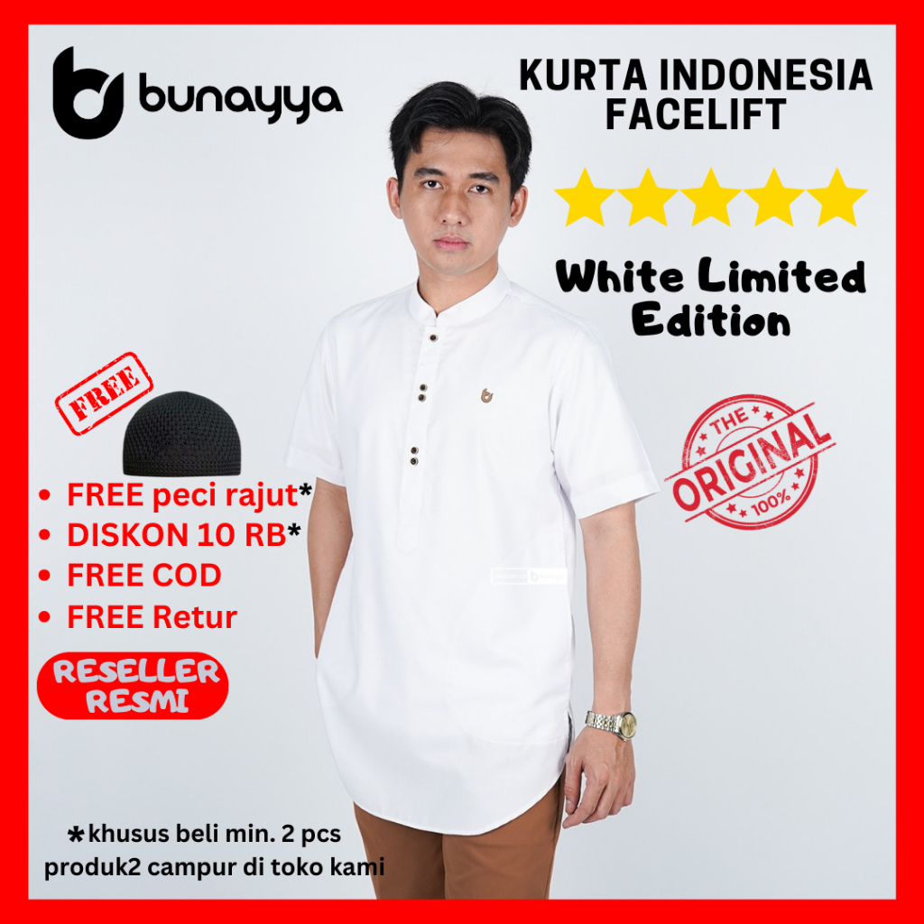 Kurta Indonesia Facelift Bunayya Official Original | Kurta Bunayya | Koko Pakistan |Baju Muslim pria