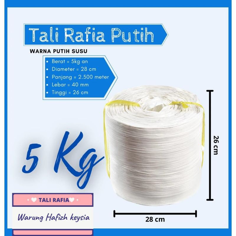 

tali rafia plastik warung Hafizh keysia Roll besar warna putih ukuran -+5kg