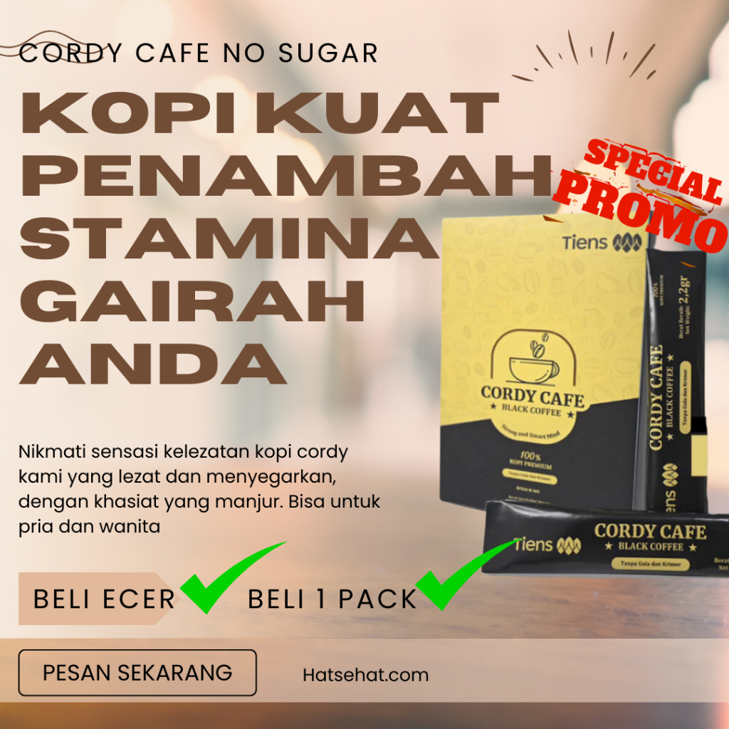 

TIENS CORDY CAFE BLACK COFFEE Cordyseps Minuman Sachet Kopi Penambah Sehat Kuat Nikmat Stamina Pria Wanita Obat Tahan Lama Perkasa Instan Sex Original