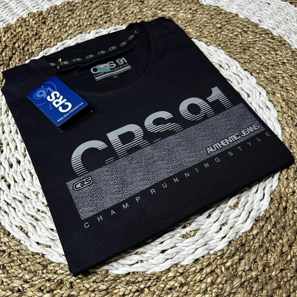 Kaos Distro CRS 91 Lengan Pendek Top Casual Katun ADEM Banyak Warna Baju Oblong TEBAL Pria&Wanita