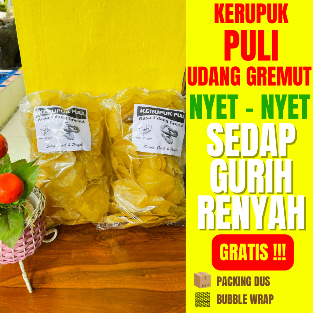 

Kerupuk Puli Beras Rasa Udang Gremut Nyet-Nyet Sedap Gurih Renyah