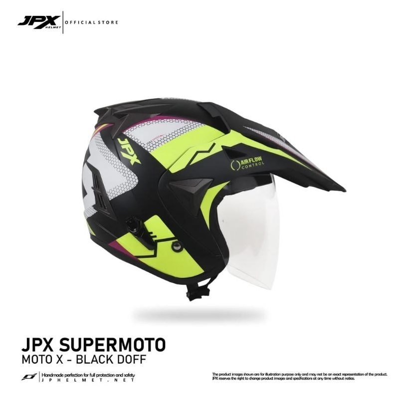 Helmet JPX X MOTO Semi Cross Supermoto Hitam Doof