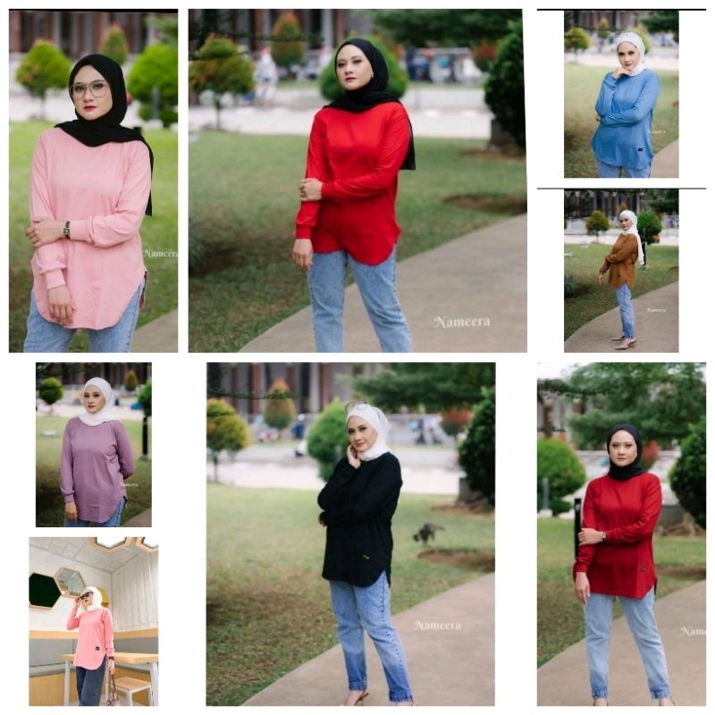 Linka_Store kaos wanita lengan panjang bawah oval nameera original