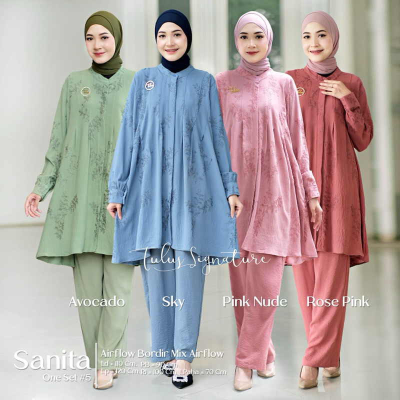 [Vican] Tulus Signature Terbaru Sanita Oneset #kode5 Setelan Silk Armany Tunik Celana Busui Friendly