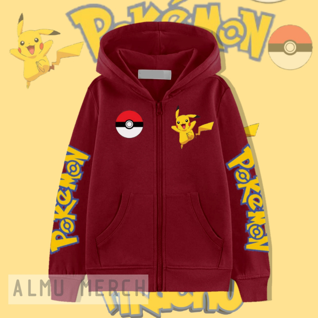 Jaket Zipper Anak Jaket Resleting Pokemon