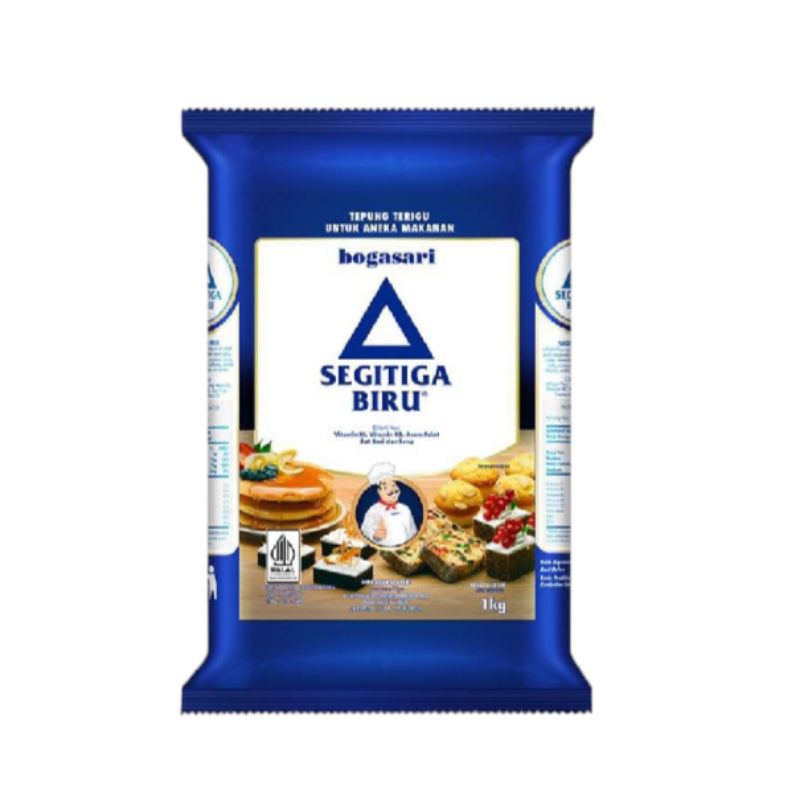 

TERIGU BOGASARI, TEPUNG TERIGU, TERIGU SEGITIGA, SEGITIGA BIRU 1KG