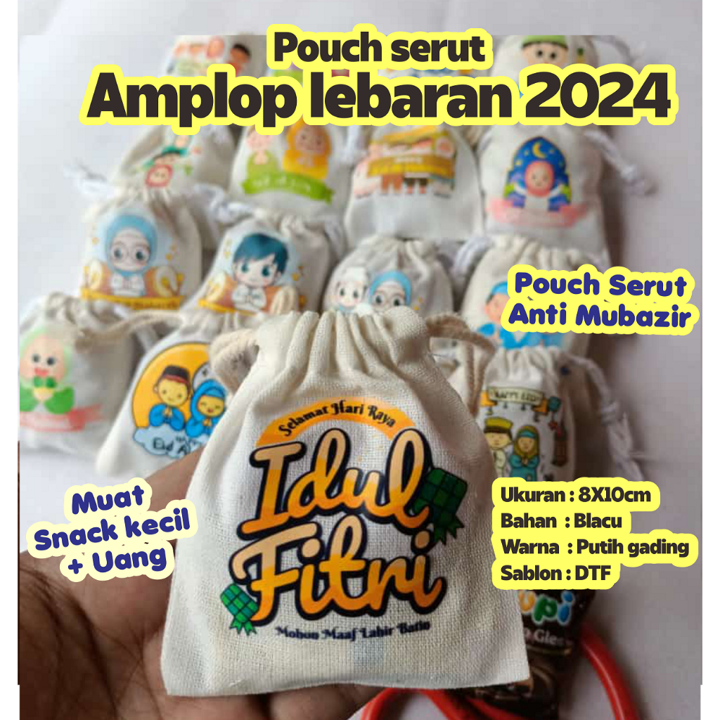 

POUCH AMPLOP LEBARAN LUCU AESTHETIC UK 8X10CM / BELACU / DESAIN LUCU/ ANGPAO LEBARAN / PRINTING BLACU EDISI LEBARAN