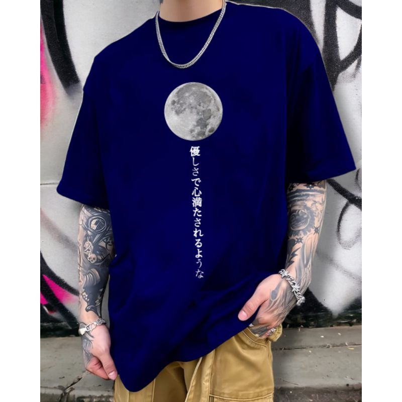 OBLONG CREWNECK KEREN MOTIF TERBARU BULAN PURNAMA & TULISAN CINA