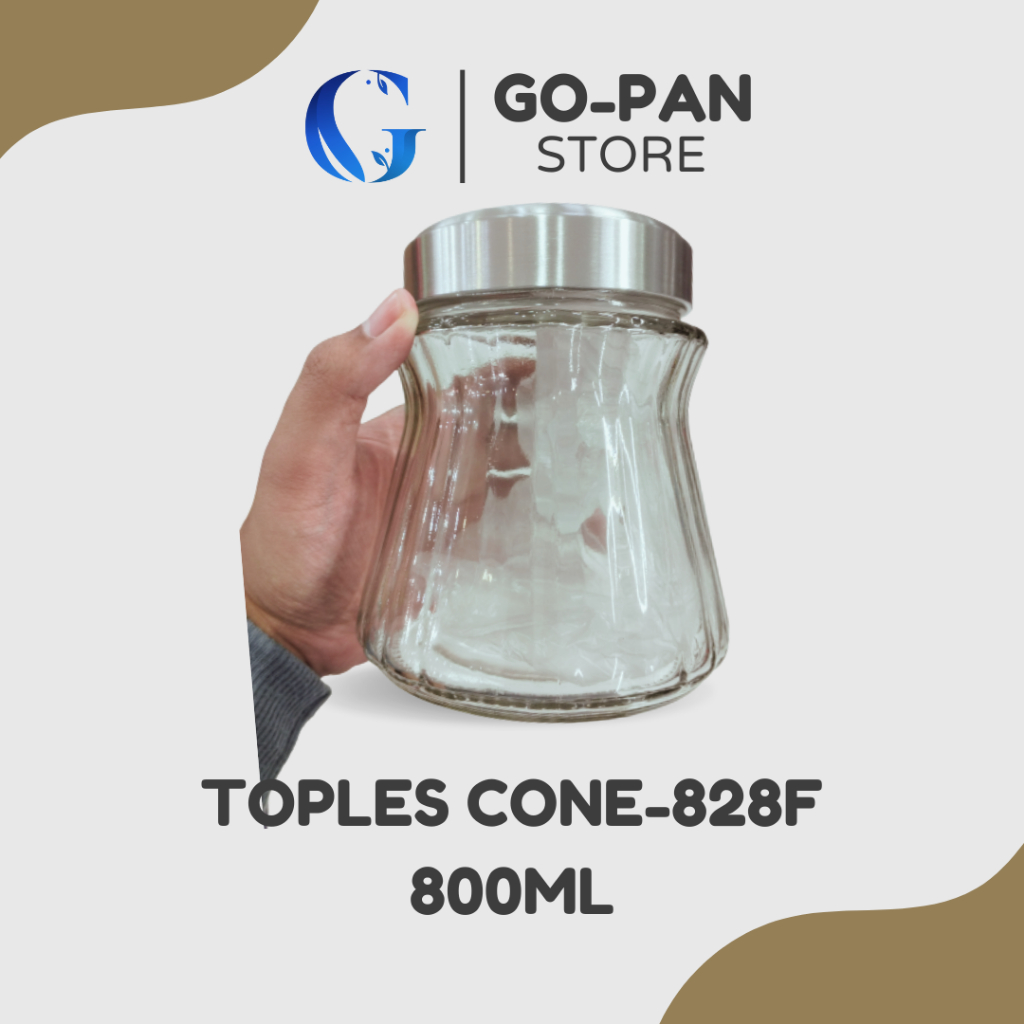 Toples CONE-828F 800ml Tempat penyimpanan Makanan dan Kue Lebaran Kedaung Model Jadul Tutup Kaca Mur