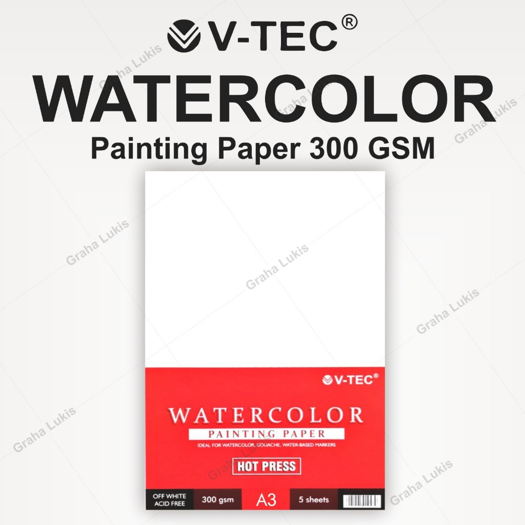 

V-TEC Watercolour Paper Hot Pressed A3 300 Gsm - Lembaran