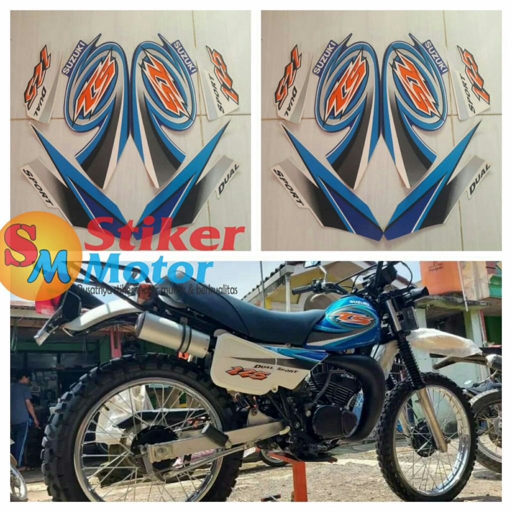 sticker striping body motor suzuki ts 125 2004 biru