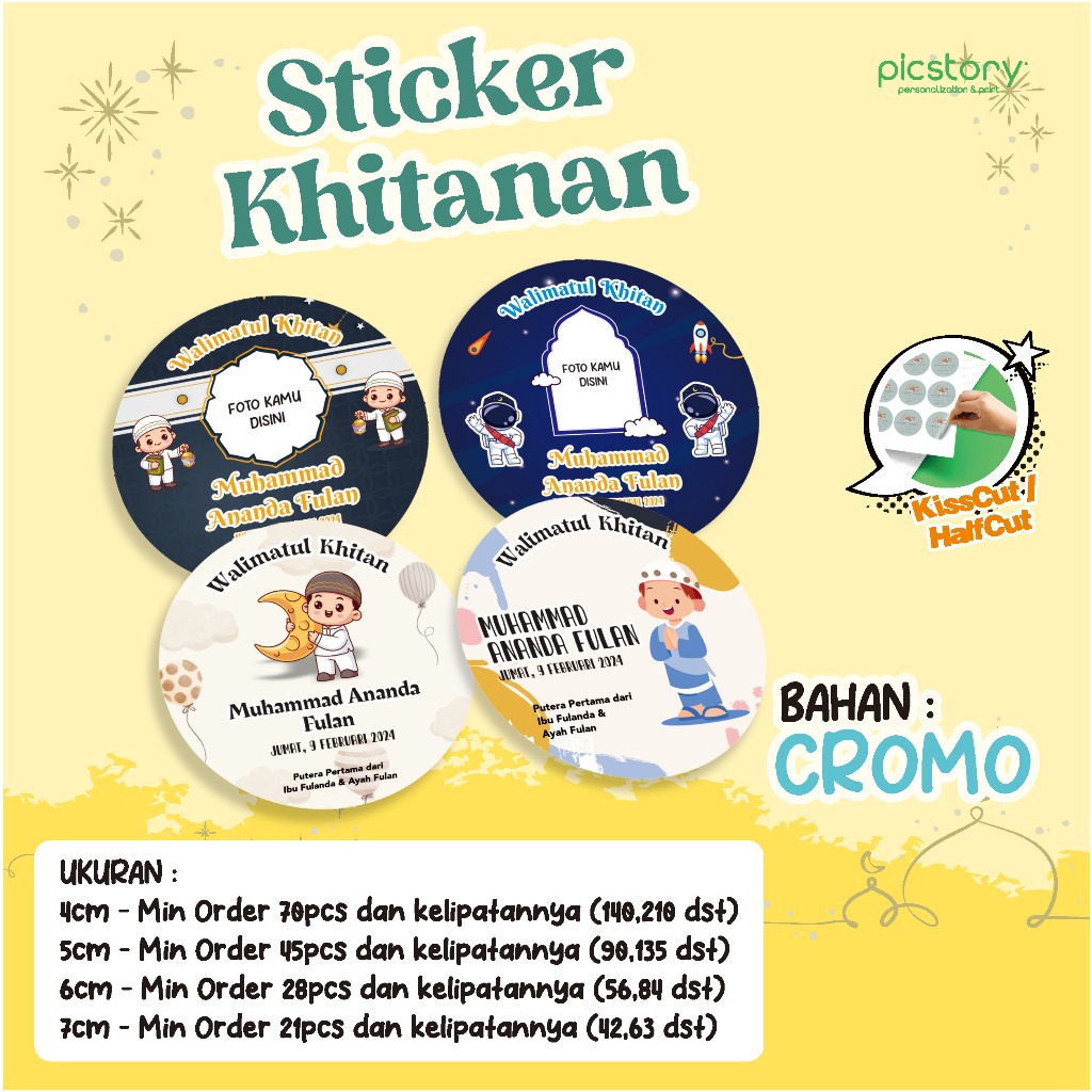 Stiker Bulat Khitan / Cetak Sticker Khitan / Souvenir Khitan