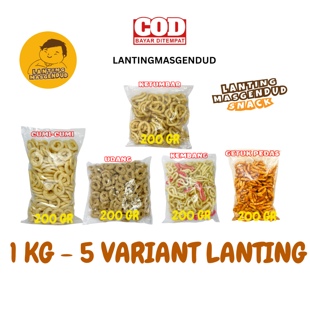 

1 kg Mix 5 Macam Lanting Singkong - Camilan Gurih Asin