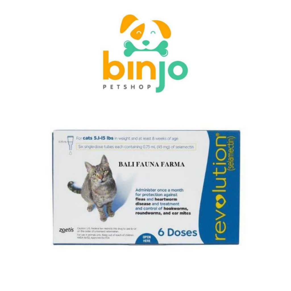 Revolution For Cats Blue 45Mg 1 Tube ( Berat Badan : 2,3 s/d 6,8 Kg ) - Obat Kutu Tetes untuk Kucing