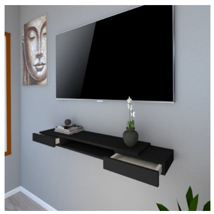 RAK TV MELAYANG TEMPEL MINIMALIS AMBALAN DINDING GANTUNG HITAM