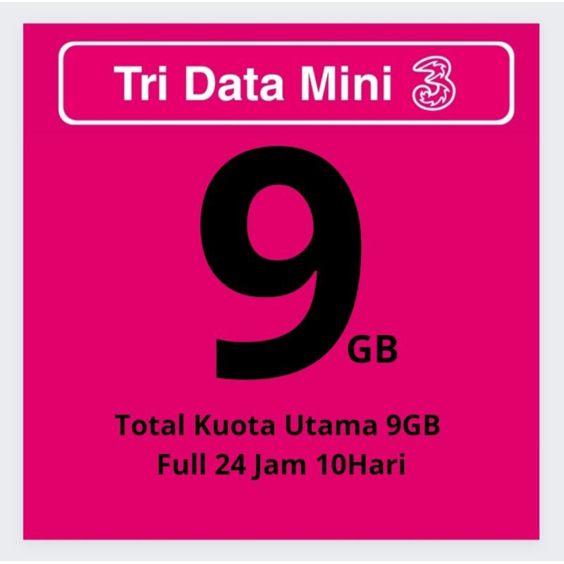 Isi Ulang Kuota Data Tri mini Happy Mini  24 jam Harian 1GB 1,5GB 2GB 2,5GB 3GB 3,5GB 5GB 6GB