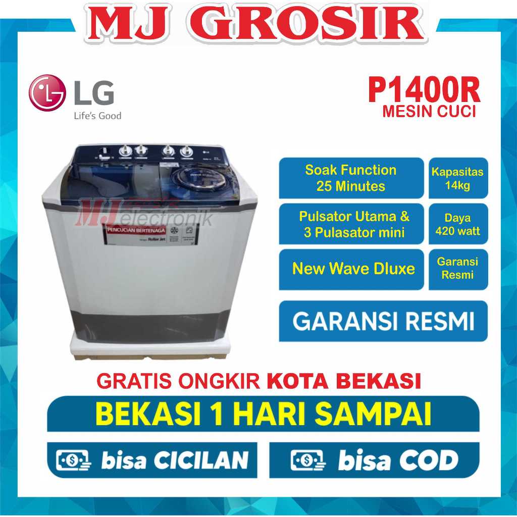 MESIN CUCI LG WP 1400 R / EST 1490    14KG  2 TABUNG  LOW WATT PUTARAN CEPAT
