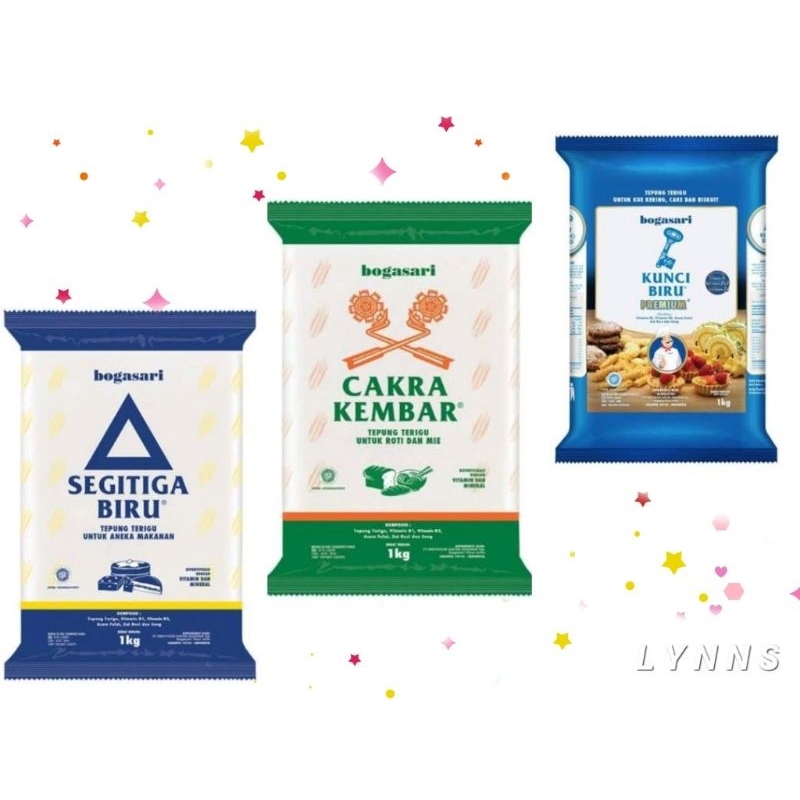 

Tepung terigu segitiga biru / cakra kembar / kunci biru kemasan 1kg