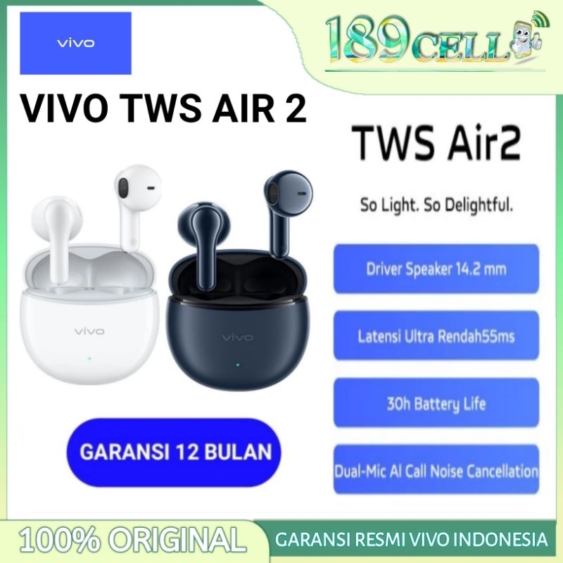 VIVO TWS AIR 2 EARPHONE BLUETOOTH TWS AIR GARANSI RESMI VIVO