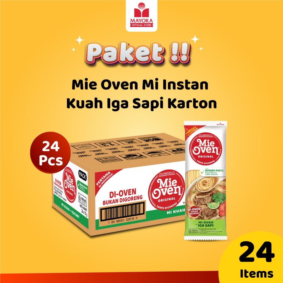 

Mie Oven Mi Instan Kuah Iga Sapi Karton | Mie Oven 1Dus Isi 24Pcs | Mayora MiOven