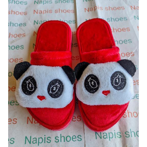sandal bulu boneka panda sandal slop anak perempuan