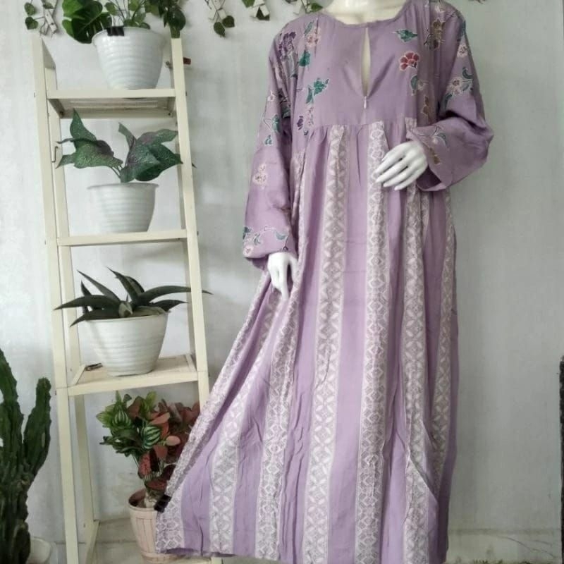 Longdress Wiru oval soft colet Resleting busui JUMBO  LD -+124  by batik huza