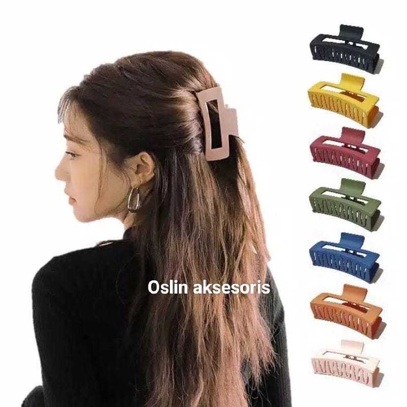 JEPIT RAMBUT SALON KOREA MODEL KOTAK/ PERSEGI BOLONG 8.5CM / JEDAI SALON GAYA