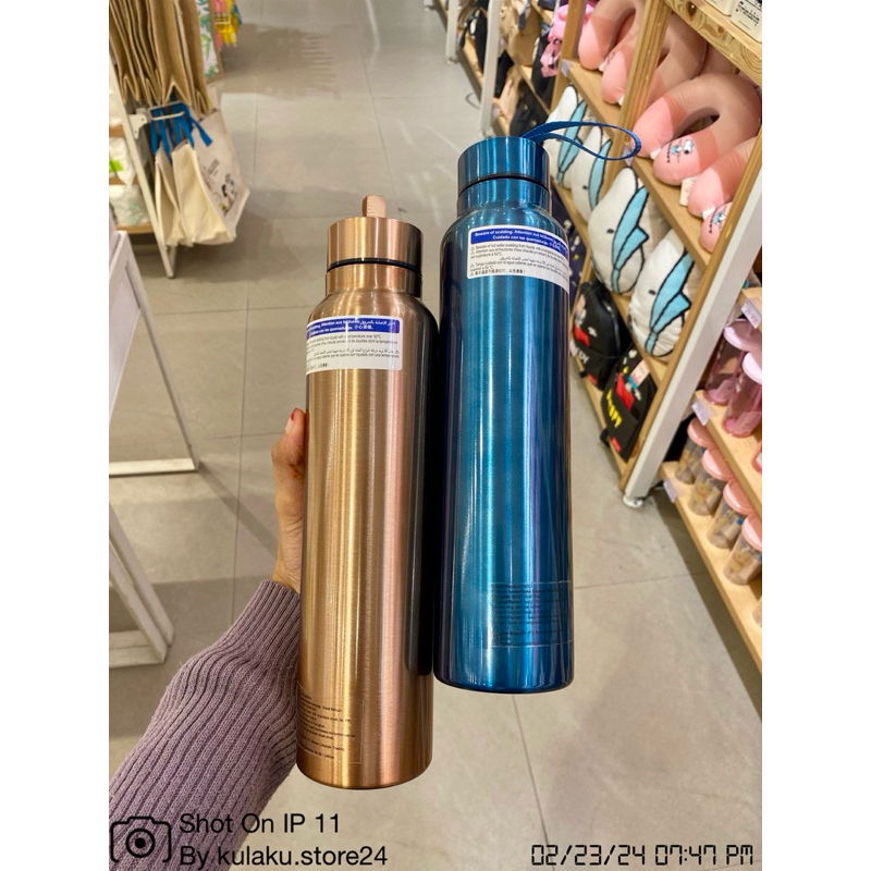MINISO Stainless steel long bottle with hook / botol minum / tumbler miniso / sport bottle / botol o