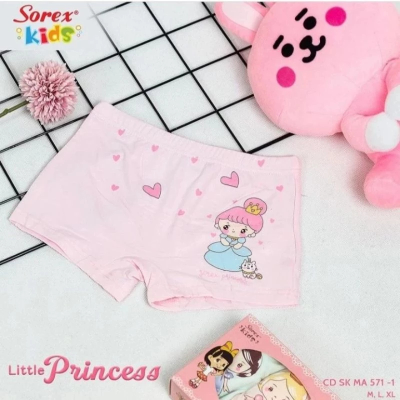 4 PCS Sorex Kids celana dalam anak cewek model kotak katun premium halus dan lembut anak usia 5-7 Ta