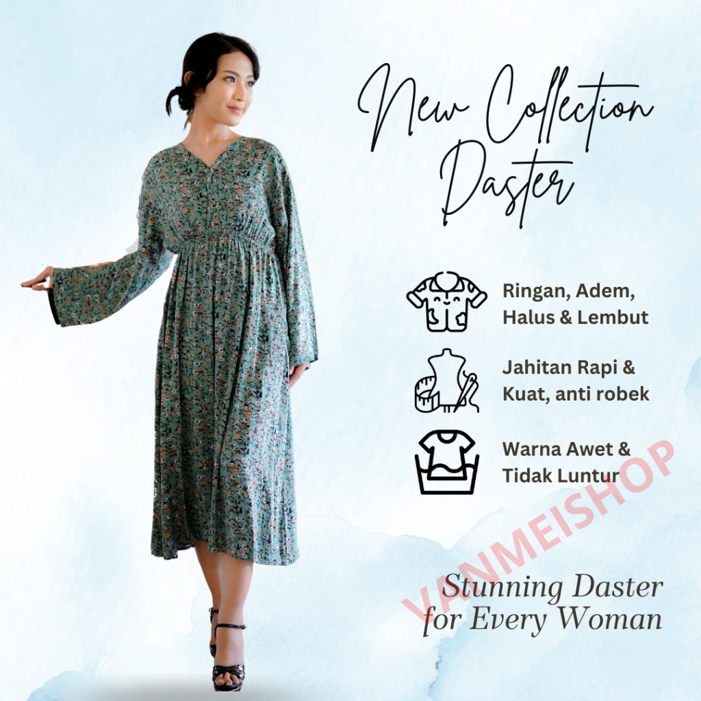 Dress Daster Lengan Panjang Wanita Cewek Remaja Cantik Bisa Bumil Adem Rayon Premium Terbaru Kekinia